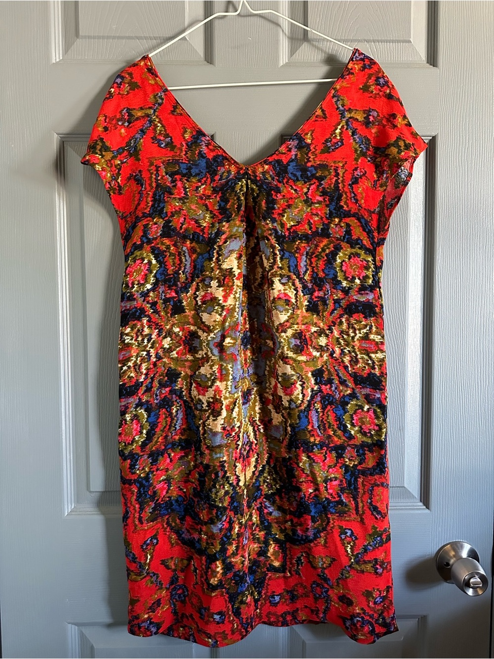Anthropologie Maeve Medallion Print Mini Dress Red Blue Size XS - Picture 2 of 4